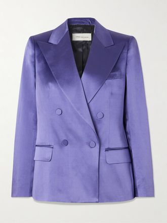 Dries Van Noten Blazer Doppiopetto In Raso - Viola