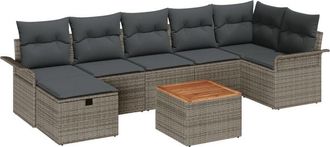 vidaXL Garden Sofa Set 8 pcs Grey Poly Rattan Vidaxl