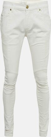 Balmain White Denim Applique Skinny Jeans L Waist