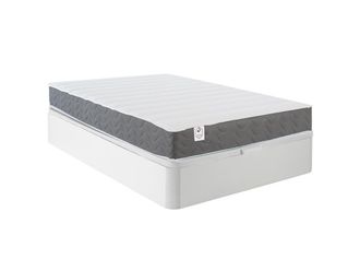 Vente-Unique Conjunto de canapé abatible blanco de 120 x 200 cm + colchón de espuma de alta densidad con memoria de forma y tela transpirable 3D de 18 cm de espeso