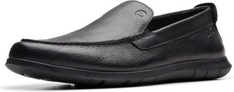 Clarks Mens Flexway Step Moccasin, Black Leather, 10.5 UK
