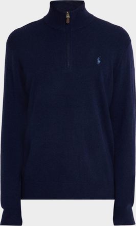 Polo Ralph Lauren Mens Wool Embroidered Pony Quarter-Zip Sweater