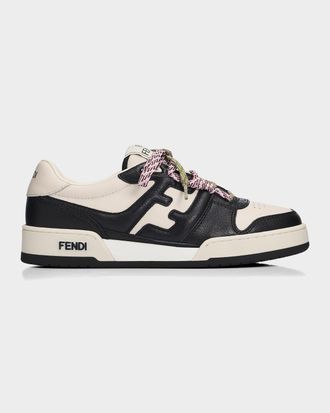 Fendi Match FF Leather Low-Top Sneakers