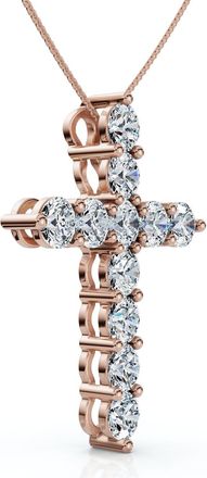 Pompeii3 2Ct TW Diamond Cross Womens Necklace 14k Gold Lab Grown 1 Tall