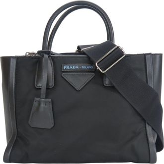 Prada Black Nylon Leather Tote Bag (Pre-Owned)