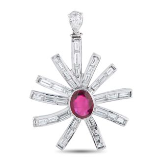 Luxury Bazaar Platinum 2.0ct Diamond and Ruby Pendant MF15-051326