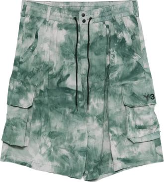Yohji Yamamoto Aop cargo-pocket pleated shorts - men - Polyamide/Elastane - S - Green