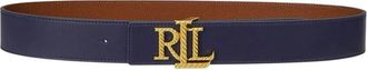 Ralph Lauren Omkeerbare Riem met Reli&euml;f - Dames - Riemen - Blauw - M - Leer - Accessoires