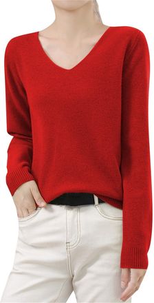 Generic Jumpers for Women V Neck Classic-Fit Soft Touch Cashmere Jumpers Ladies Lightweight Knitted Pullover Sweater Casual Comfortable Thermal Underwear Soli