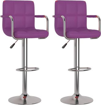 vidaXL Taburetes De Cocina 2 Unidades Cuero Sint&eacute;tico Morado Vidaxl