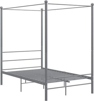 vidaXL Estructura De Cama Con Dosel Sin Colch&oacute;n Metal Gris 140x200 Cm Vidaxl