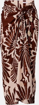 Poupette St Barth Uma printed cotton midi skirt