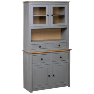 vidaXL Vidaxl - Aparador Madera Maciza Pino Estilo Panam&aacute; Gris 93x40,5x180 Cm