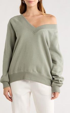 Abound Fleece V-Neck Sweater in Green Halo at Nordstrom Rack, Size X-Small