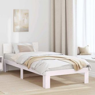 vidaXL Vidaxl - Bed Frame with Headboard White 75 x 190 cm Solid Pine wood