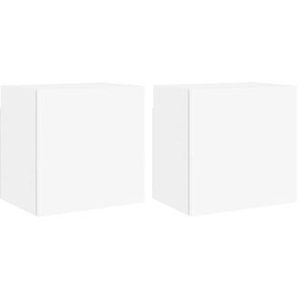 vidaXL Muebles Tv De Pared 2 Uds Madera Ingenier&iacute;a Blanco 40,5x30x40cm Vidaxl