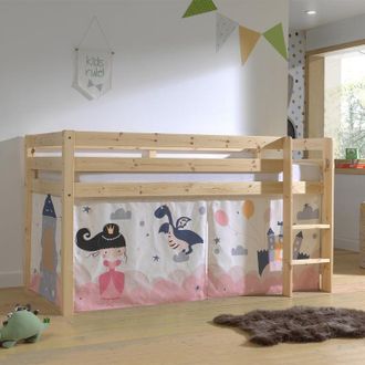 M&S Collection M&s - Cama De Media Altura 90x200 Con Somier Y Funda Fairy Vipack Pino Madera