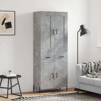 vidaXL Vidaxl - Credenza Grigio Cemento 69,5x34x180 cm in Legno Multistrato