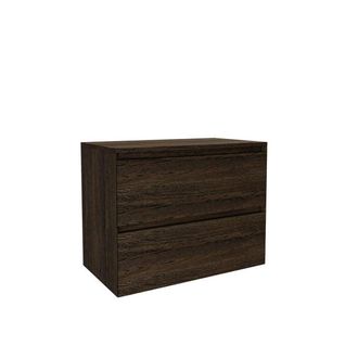 Saniclass Holz Pure Badkamermeubelset - 80x45x60cm - topblad - zonder kraangaten - 2 lades - Charcoal