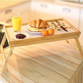 Trade Shop Trade Shop - Vassoio Snack Colazione Pieghevole In Legno Altezza 50x21x31 Cm Richiudibile