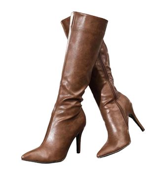 Generic Womens Pointed Toe Leather Side Zipper High Boots Slim Fit Fashion Long Boots