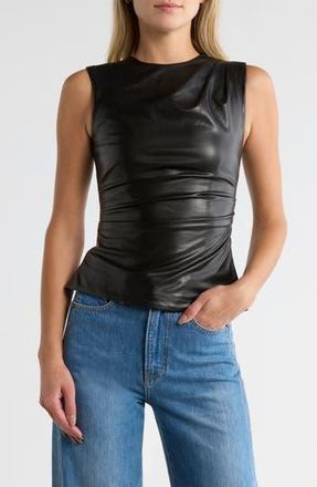 SIMKHAI Wynter Draped Faux Leather Top in Black at Nordstrom Rack, Size 8