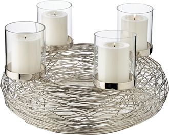 Edzard Hochwertiger Design Adventskranz Rimini &oslash; 36 cm - Edelstahl gl&auml;nzend vernickelt