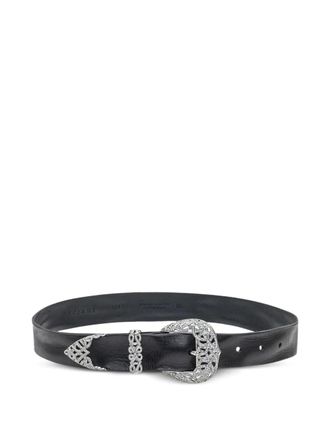 Orciani crystal-embellished leather belt - women - Calf Leather - 90 - Black