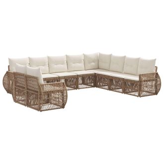 vidaXL Conjunto De Sof&aacute;s De Jard&iacute;n 10 Pcs Beige Y Blanco Crema Vidaxl