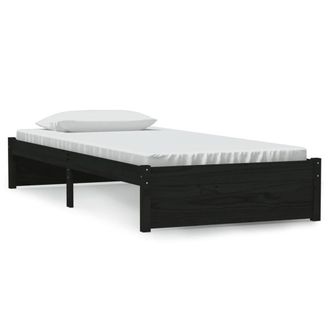 Berkfield Home Bed Frame Black Solid Wood 90x190 cm Single