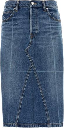 Alexander Wang Denim Midi Rok - Dames - Spijkerrokken - Blauw - W25 - Denim - Rokken