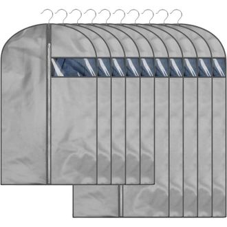 OEM Paquete De 10 Fundas Protectoras Antipolvo Para Ropa Con Cremallera Para Chaqueta Y Abrigo, Color Gris