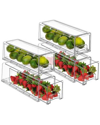 Sorbus Set of 4 Clear Stackable Small Pullout Organizer Drawers
