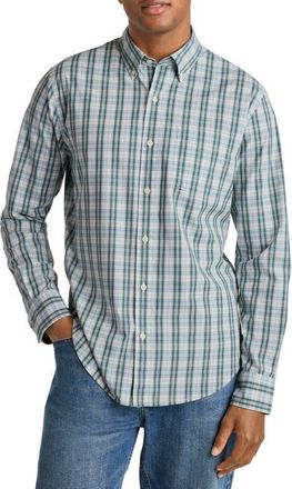 Bonobos Everyday Slim Fit Plaid Stretch Cotton Button-Down Shirt in Green Almeria Plaid at Nordstrom, Size Small