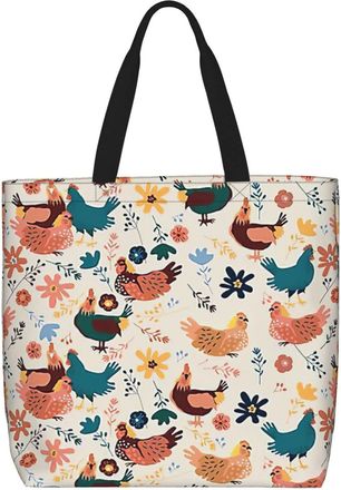Generic Women Handbag Chickens Pattern Womens Tote Bag Reusable Fashion Shopping Bags, For Graduation, Wedding, Gym, Work, Swim
