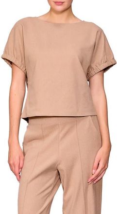 Melloday Puff Sleeve Knit Top in Mocha at Nordstrom, Size X-Large