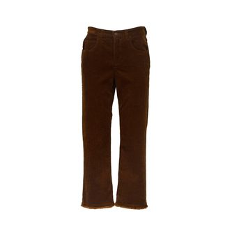 Isabel Marant Vintage Corduroy Straight-Leg Pants with Frayed Hems