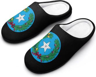 Generic Coat of Arms of The Republic of Texas Funny Mens Cotton Slippers Soft Non-Slip Rubber Sole House Slipper Indoor Outdoor