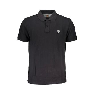 Timberland Polo Shirts, male, Black, Size: M Black Cotton Polo Shirt with Short Sleeves