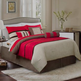 Elegant Comfort 12-Piece Cirena Micro suede Comforter Set, Includes 6-Piece Sheet Set with Double Sided Storage Pockets