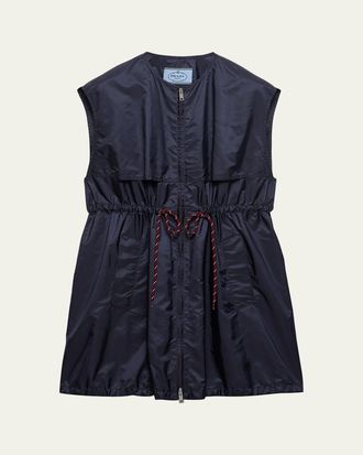 Prada Re-Nylon Sleeveless Drawstring Mini Dress