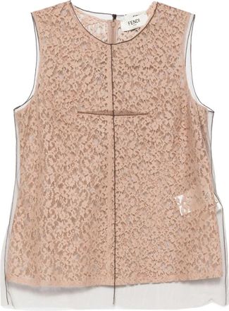 Fendi Beige Crew Neck Printed Top