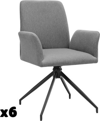 TecTake Juego de 6 sillas giratorias 360º acolchadas, 55,5x58x87 cm, antracita