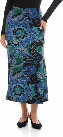 Karen Kane Sutton Side-Slit Midi Skirt In Multi Print