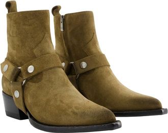 Golden Goose Womens Debbie Ankle Boots - Golden Goose Deluxe Brand Leather Khaki Cowhide Shoes Ankle-Boots