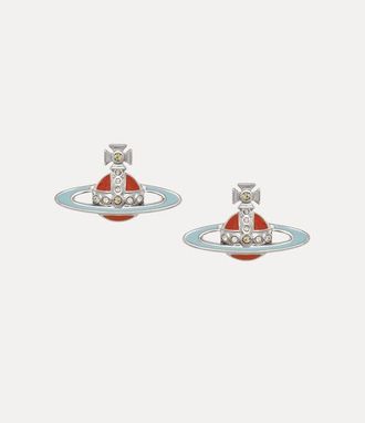Vivienne Westwood Small Neo Bas Relief Earrings Platinum-jonquil-white-dusty-red-cz-blue-enamel Platinum-jonquil-white-dusty-red-cz-blue-enamel Women