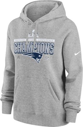 Nike New England Patriots 2026 AFC Champions Trophy Collection Club Nike Womens NFL Pullover Hoodie in Grey | 00Z506G8KZ-5YL