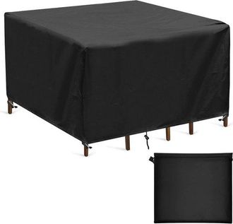 OEM Funda Muebles Jard&iacute;n, 123x123x74cm, Funda Protectora Resistente Intemperie Mesa Impermeable, Resistente Viento Rayos Uv Sillas Mesas, Negra