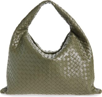 Bottega Veneta Large Hop Intrecciato Leather Hobo Bag in 3293 Pickle-Muse Brass at Nordstrom