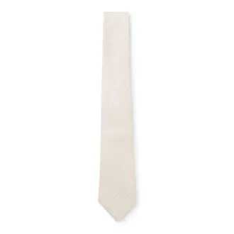 BOSS Checked tie in Italian-made linen and silk